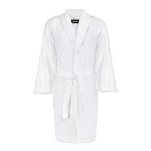 Montblanc Unisex Luxury Bath Robe, White Plush Soft Tie Belt, Spa Lounge - NEW